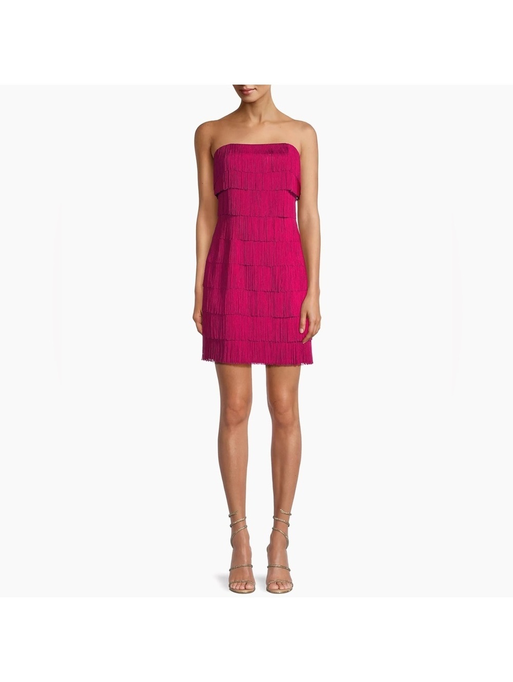 Liv Foster Fringe Cocktail Dress in Rich Magneta Size 12 New w/Tag $395